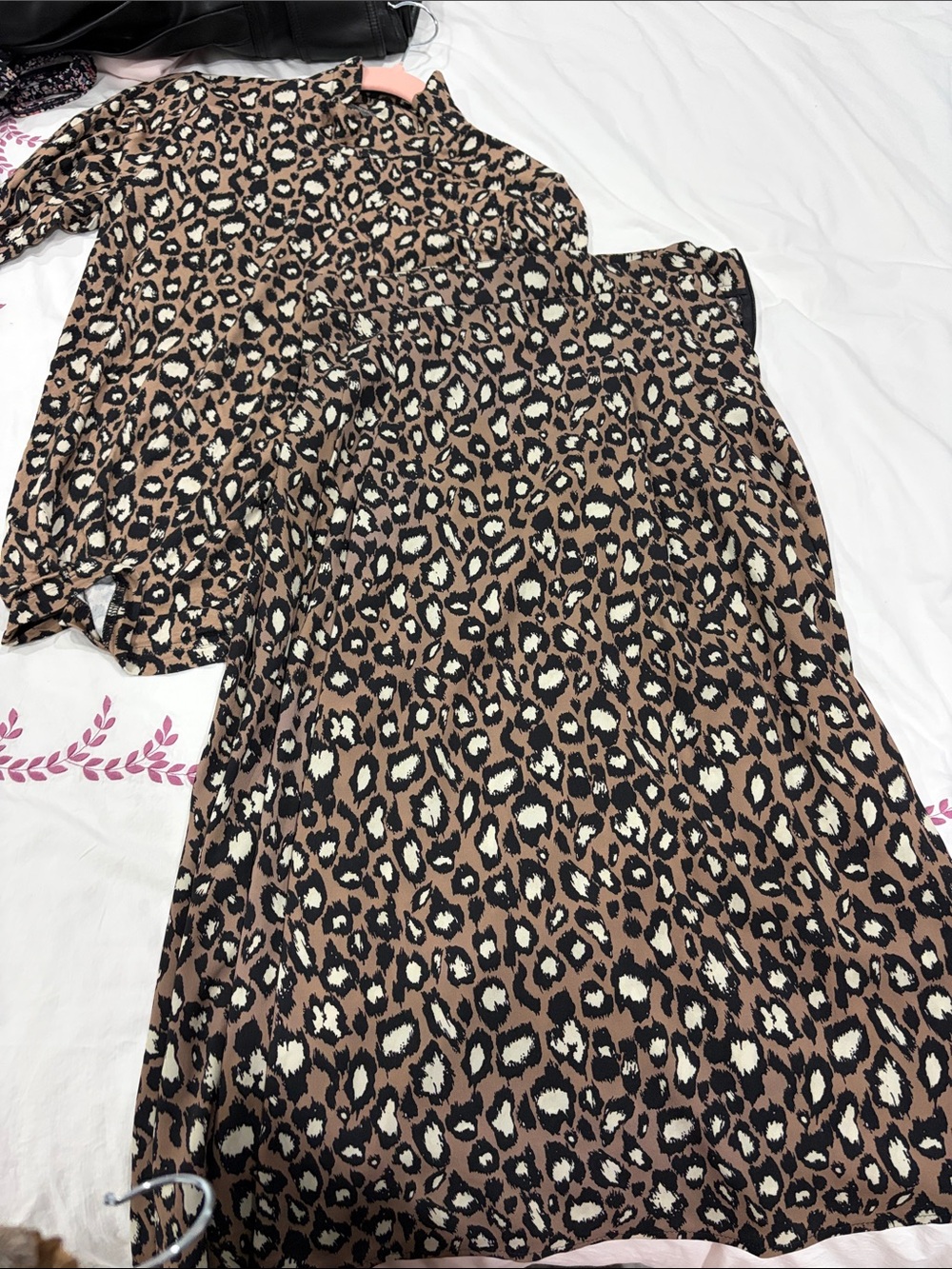 Leopard Print Two-Piece Set - Neutral Brown & Black